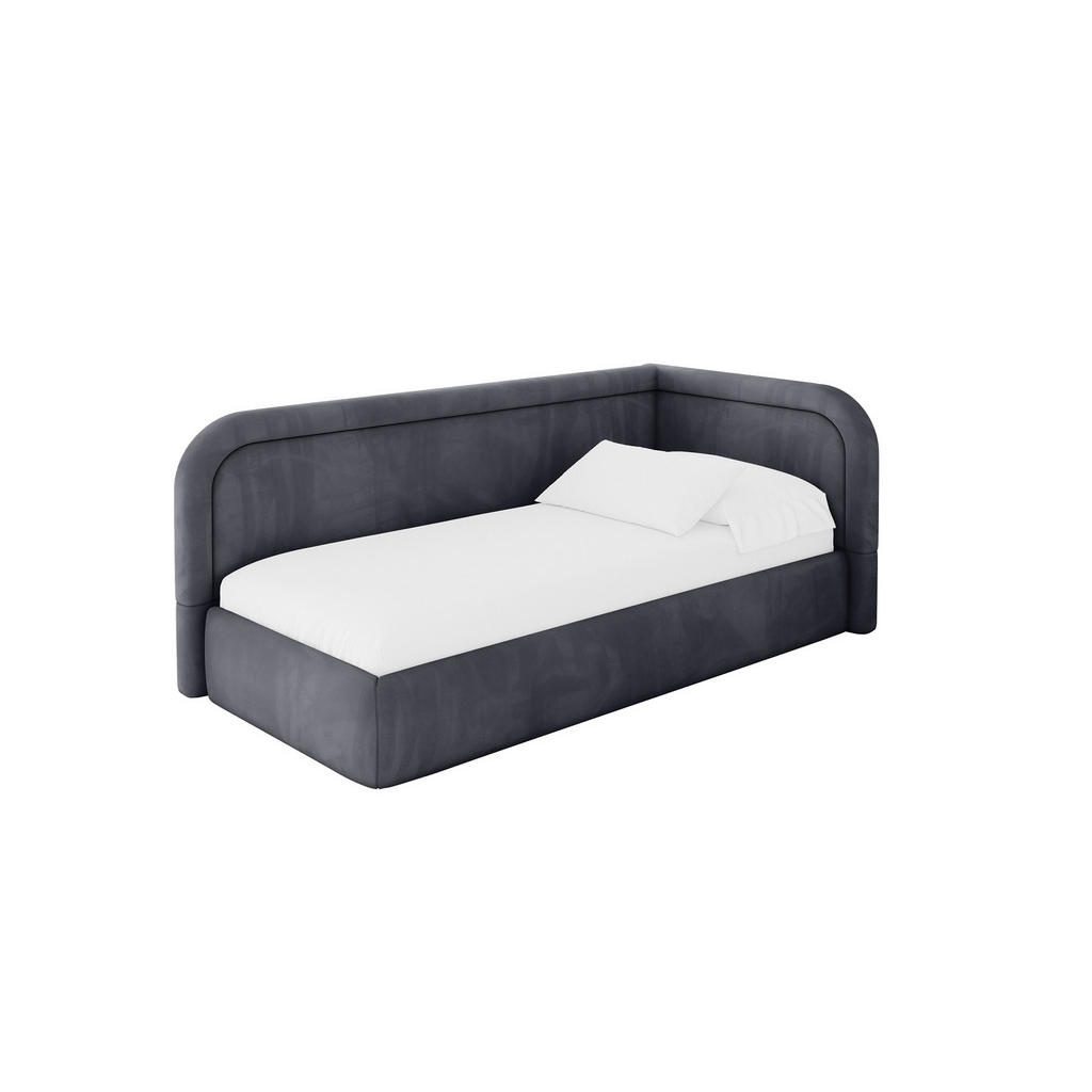 ALTDECOR JEDNOLŮŽKOVÁ POSTEL pro mládež s úložným prostorem a matrací H3/H4, vlevo - JOVY 80x200 tmavě šedá