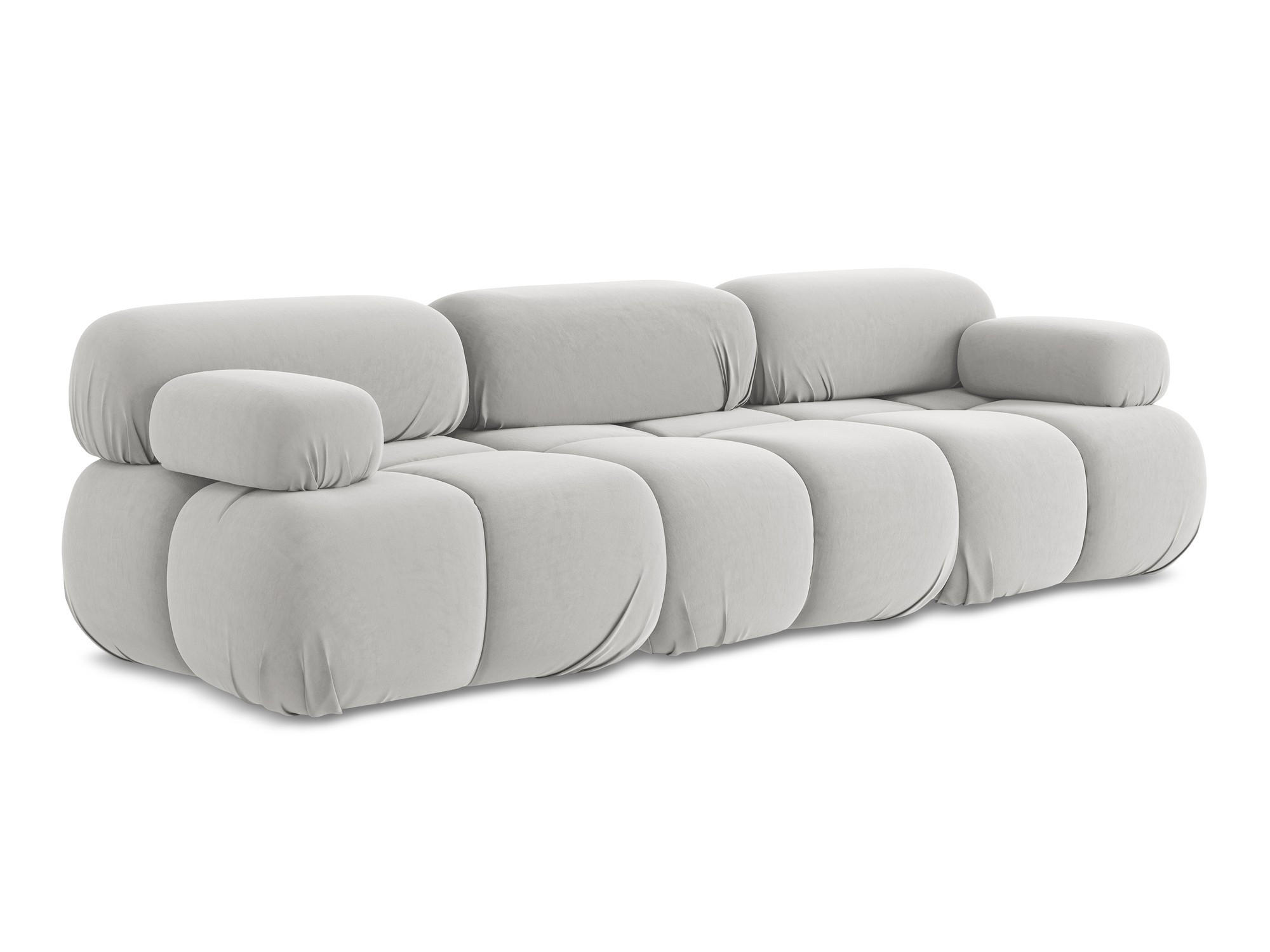 3-SITZER SOFA Samt Stoff Grau - Silberfarben/Schwarz, Kunststoff/Textil (285/70/96cm) - Makamii