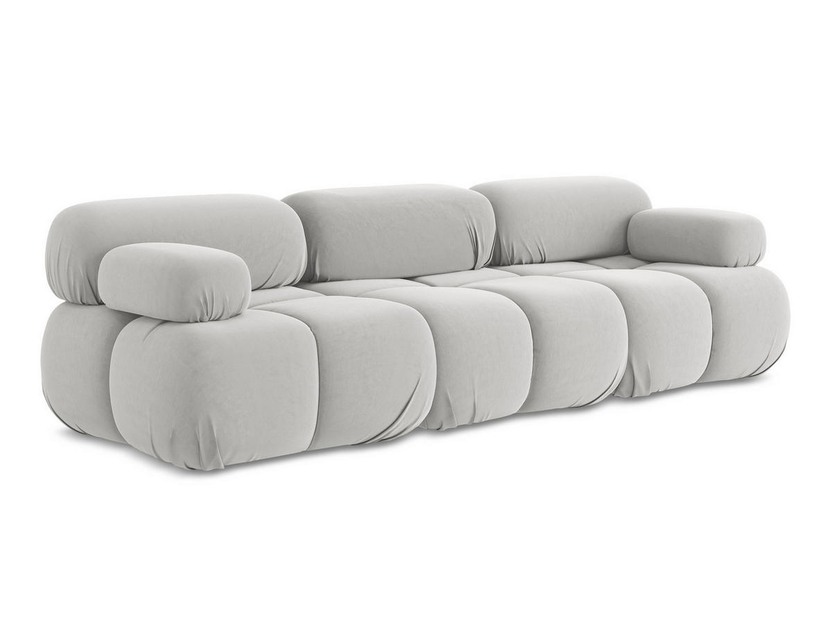 3-SITZER SOFA Samt Stoff Grau - Silberfarben/Schwarz, Kunststoff/Textil (285/70/96cm) - Makamii