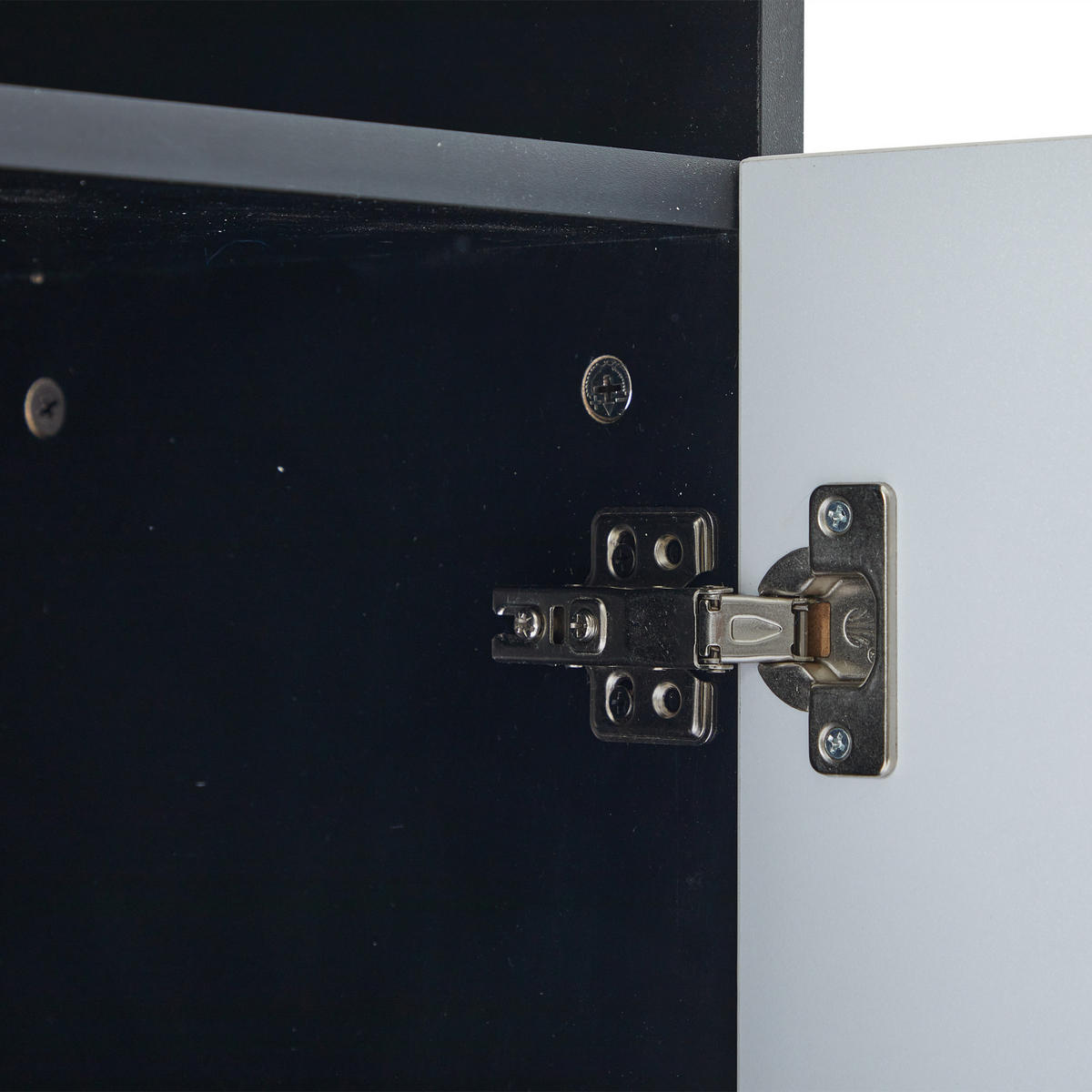 VITRINE in Weiß und Schwarz mit LED und Glastüren für Wohnzimmer und Büro, B80/T30/H200 cm - Weiß, Holzwerkstoff (80/200/30cm) - STILVORA