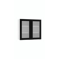 GLASHÄNGESCHRANK WS80 P/L - Zivora - Elegante Wandlösung - Schwarz, Holz (80/70/30cm) - ROYAL24_MARKT