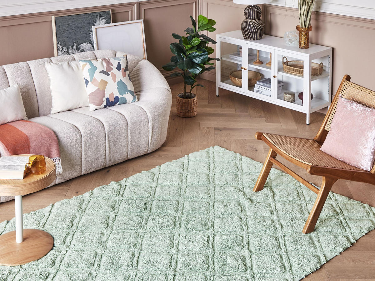 KURZFLOR-TEPPICH Hatay 200/140 cm - Grün, Textil (140/200cm) - Beliani
