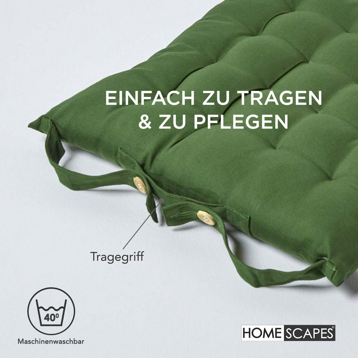 STUHLKISSEN olivgrün 40/40/6,5 cm - Olivgrün, Textil (40/40/6.5cm) - Homescapes