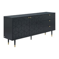 SIDEBOARD mit 2 Türen & 3 Schubladen - Eichenfurnier - Schwarz & Goldfarben - PARIOMA - Schwarz, Holz (180/79/40cm) - Vente-Unique