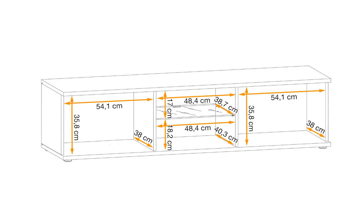TV-LOWBOARD schwarz, Eiche Jackson 163 cm, TV Unterteil mit 3D-Lamellen inklusive Beleuchtung - Eichefarben/Schwarz, Glas/Holzwerkstoff (160/42/45cm) - Furn.Design