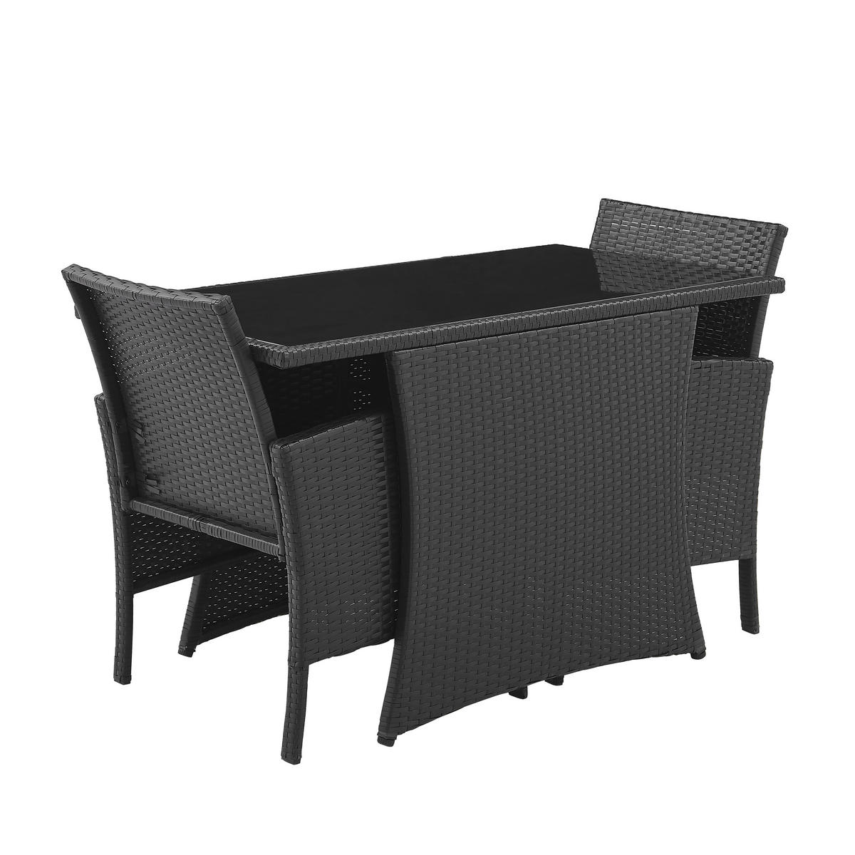 SITZGRUPPE Mubi 2 Sessel, 2 Sitzkissen, 1 Tisch, Schwarz - Schwarz, Kunststoff - TPFGarden