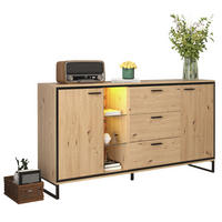 SIDEBOARD Naturfarben, 3 Schubladen, 2 Türen, verstellbarer Boden - Kastanienfarben, Holz (160/85/40cm)