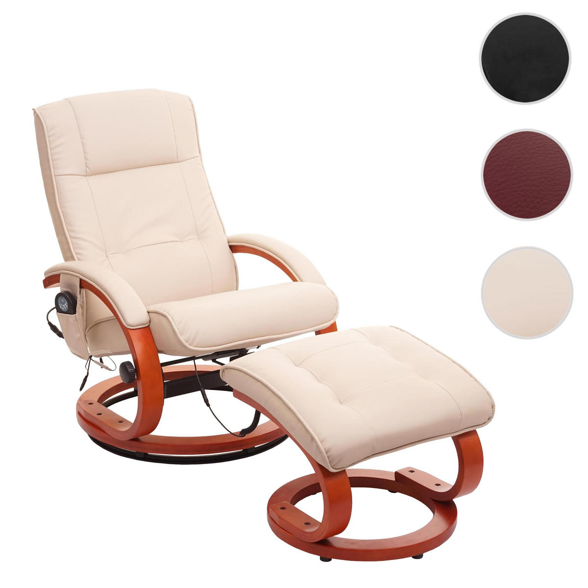 MASSAGESESSEL inkl. Fußhocker bequem und gemütlich HxBxT 98x66x89cm Kunstleder Bordeaux - Bordeaux, Kunststoff (66/98/89cm) - BERLINLODGE