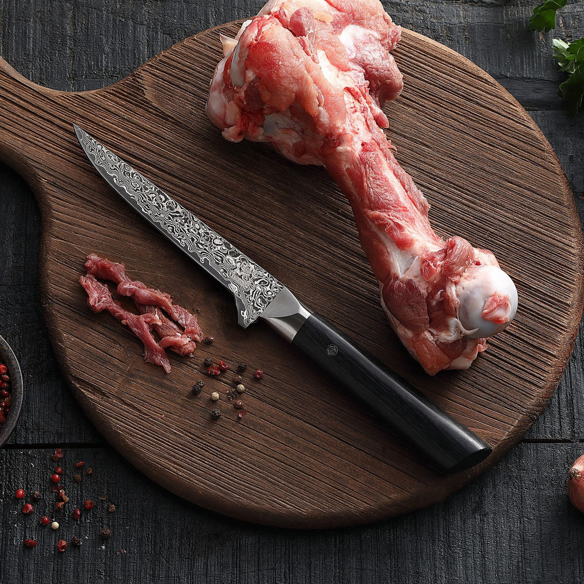 AUSBEINMESSER 14 cm - Schwarz, Holz/Metall (29cm) - Zayiko