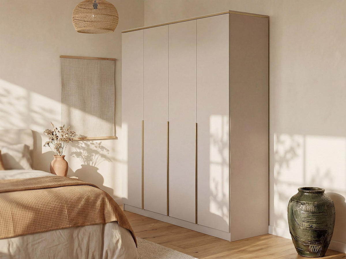 KLEIDERSCHRANK - 200 cm x 57.1 cm - Holz, Platte - Beige VUKIA - Beige, Holz (200/213/57.1cm) - Vente-Unique