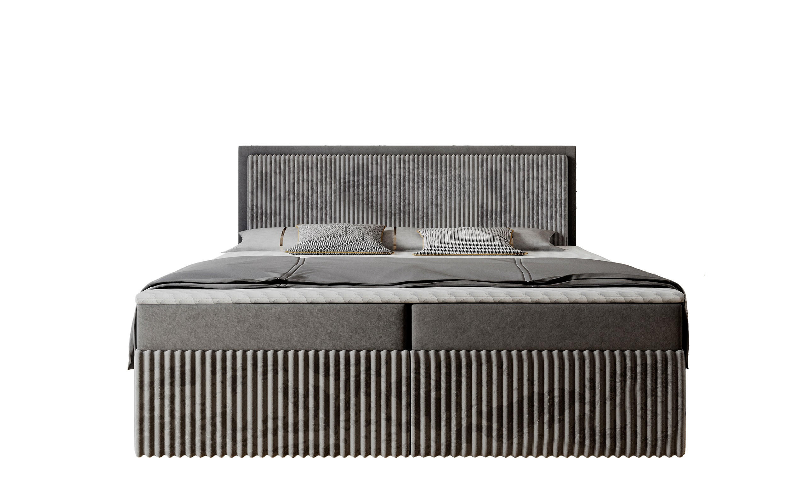 BOXBETT Labett CLEO 160/220 Grau Velvet-Cord – H3 - Grau, Holz (160/220cm) - Labett