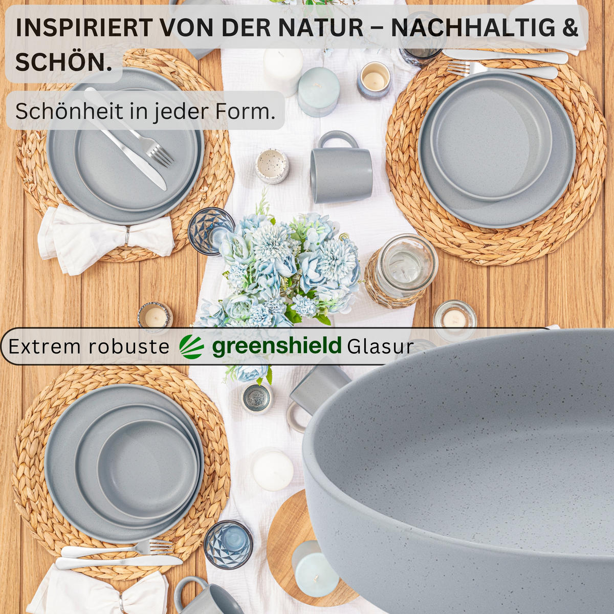 PASTASCHALEN LEEDS STERLING - 6 teilig aus Steingut - Hellgrau, Stein (20.5cm) - Sänger