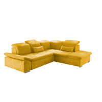 ECKSOFA mit Schlaffunktion mit Bettkasten und verstellbaren Kopf- und Rückenlehnen - Chromfarben/Gelb, Textil (240/276cm) - ed exciting design