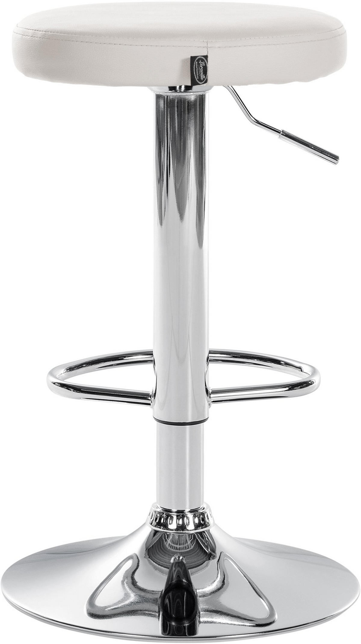 BARHOCKER 2er Set Pontius Kunstleder chrom weiß - Chromfarben/Weiß, Kunststoff/Metall (38.5/81/38.5cm) - TPFLiving