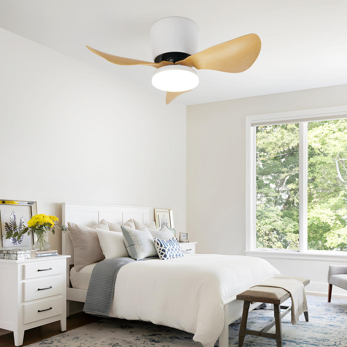 DECKENVENTILATOR Lorven 70/70/25 cm - Weiß, Metall (70/70/25cm) - ZMH