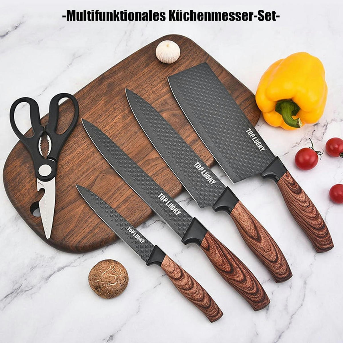 MESSERBLOCK-SET 6-teilig Schwarz Edelstahl Antihaft - Multicolor, Metall
