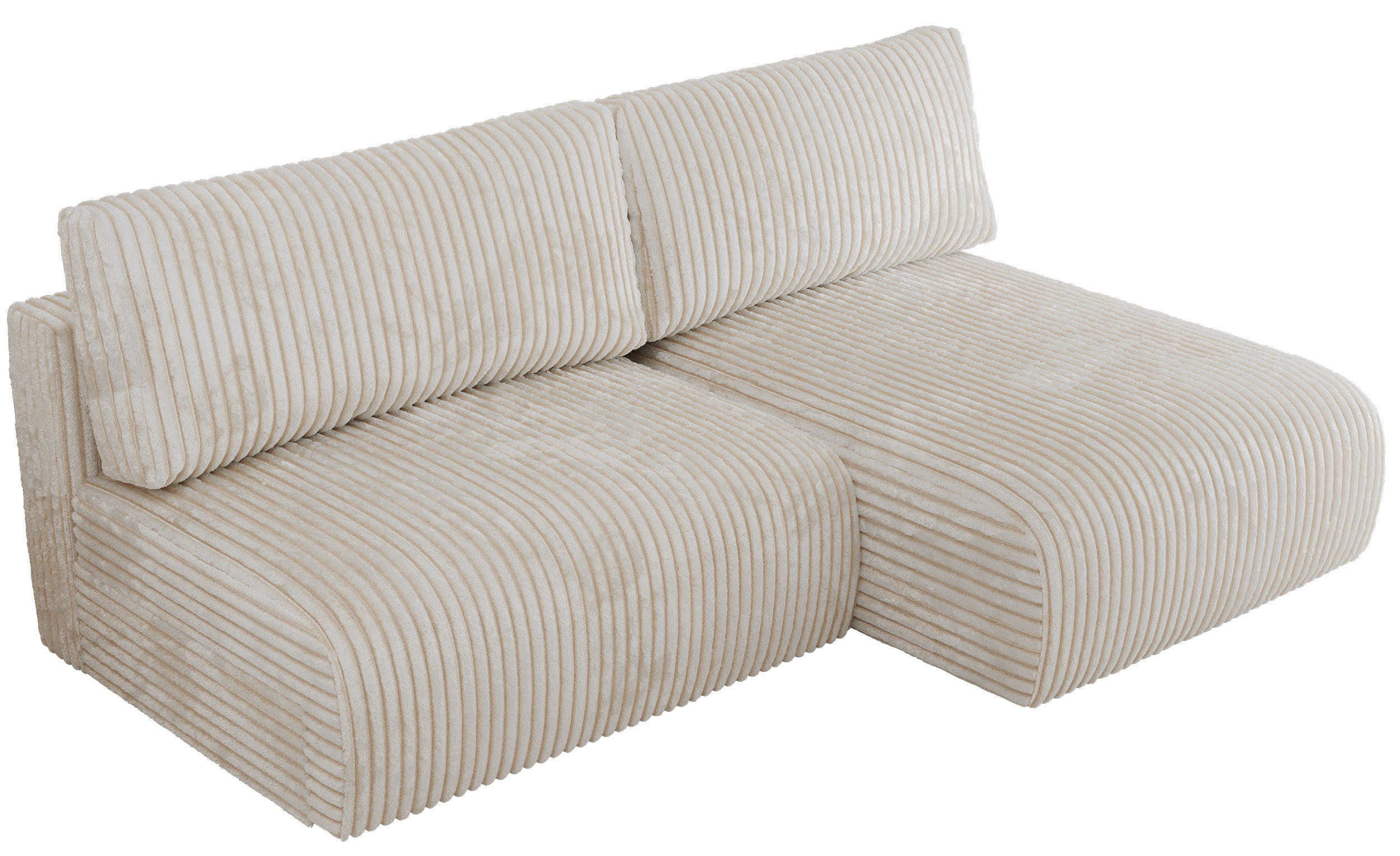 ECKSCHLAFSOFA VIVO L Creme Cord - rechts - Creme/Schwarz, Kunststoff/Textil (150/223cm) - MKS