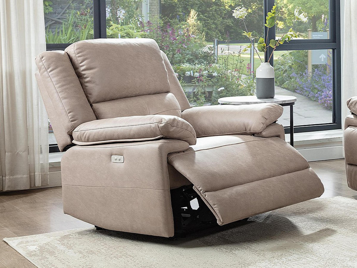 RELAXSESSEL elektrisch - Stoff - Taupe - DOLENE - Braun, Textil (93/101/96cm) - Vente-Unique