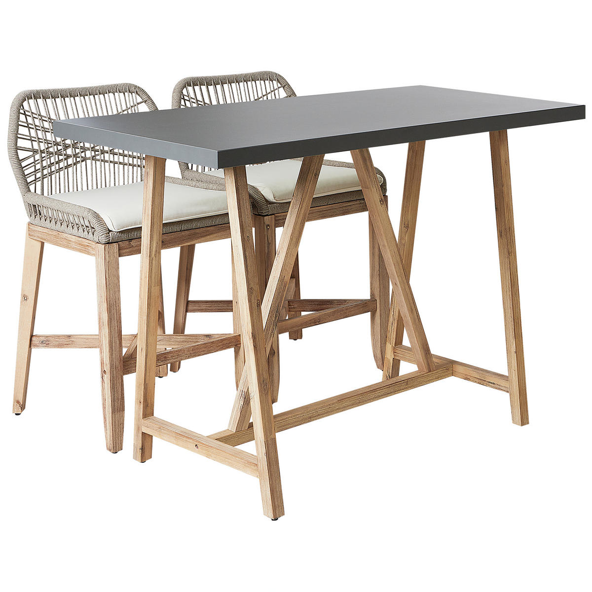 BISTRO-SET 2-Sitzer Heller Holzfarbton Talamone - Hellbraun/Beige, Holz - Beliani