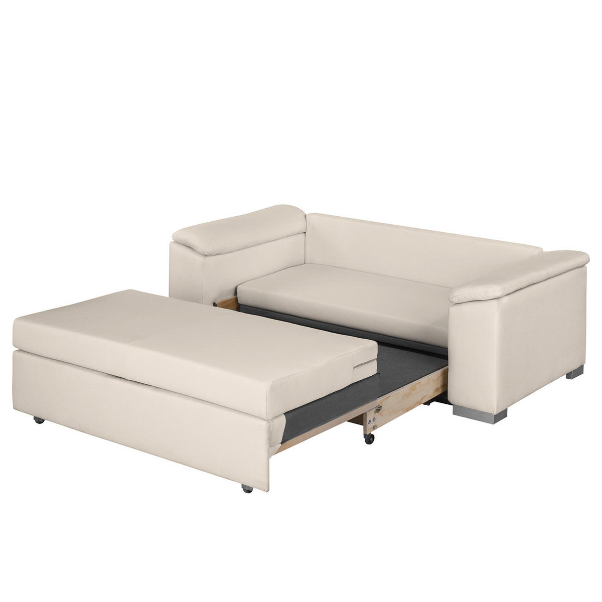 SCHLAFSOFA mit schräger Armlehne - Creme, Textil (210/90/90cm) - home24
