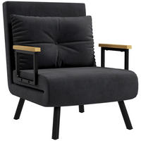 SCHLAFSESSEL DE-08255 4-in-1 mit Knopfheftung Schwarz - Schwarz, Metall (63/81/73cm) - ComfortXL