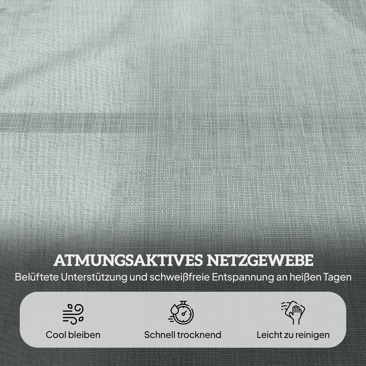 GARTENLIEGE mit Kopfkissen, für Garten, Balkon, Mesh, Dunkelgrau - Dunkelgrau, Metall (72/31/194cm) - Outsunny