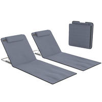 ISOMATTE, 2er-Set, Gris, verstellbare Lehne, Kopfstütze, Tragetasche, 134 x 48 x 33–43 cm - Grau, Kunststoff (134/43/48cm) - Vallsero