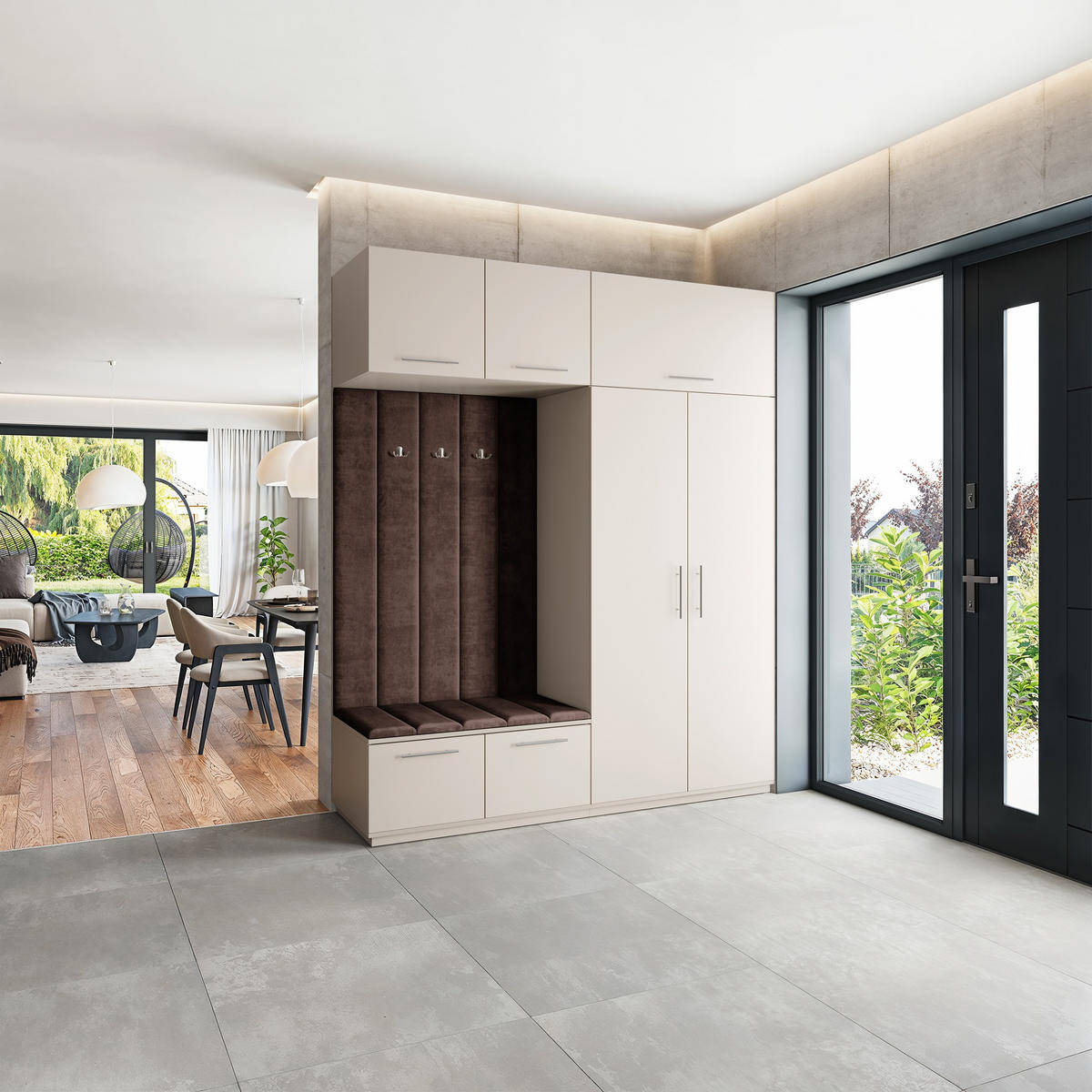 GARDEROBENSCHRANK REMA 200/240/60 cm Modern Garderobe-Set Kaschmir - Kaschmir/Braun, Holzwerkstoff (200/240/60cm) - MASSENO