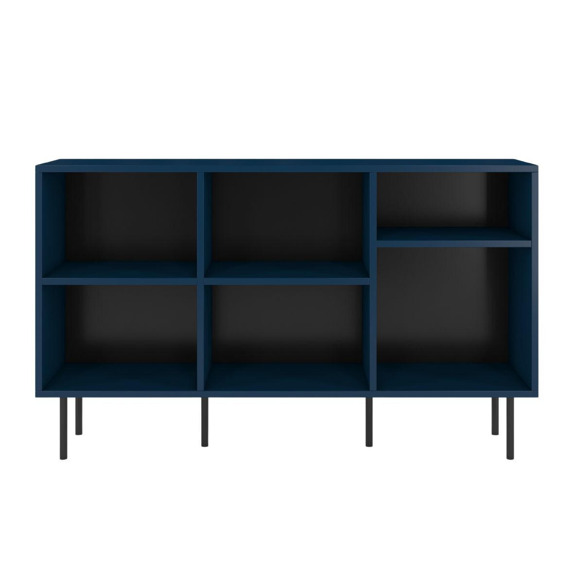 SIDEBOARD Mirka, Marinblau, offene Fächer, Minimalistisch - Schwarz/Dunkelblau, Holzwerkstoff/Metall (130/80/30cm) - Dancan