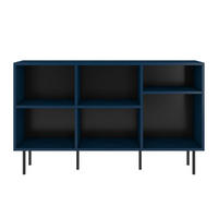 SIDEBOARD Mirka, Marinblau, offene Fächer, Minimalistisch - Schwarz/Dunkelblau, Holzwerkstoff/Metall (130/80/30cm) - Dancan