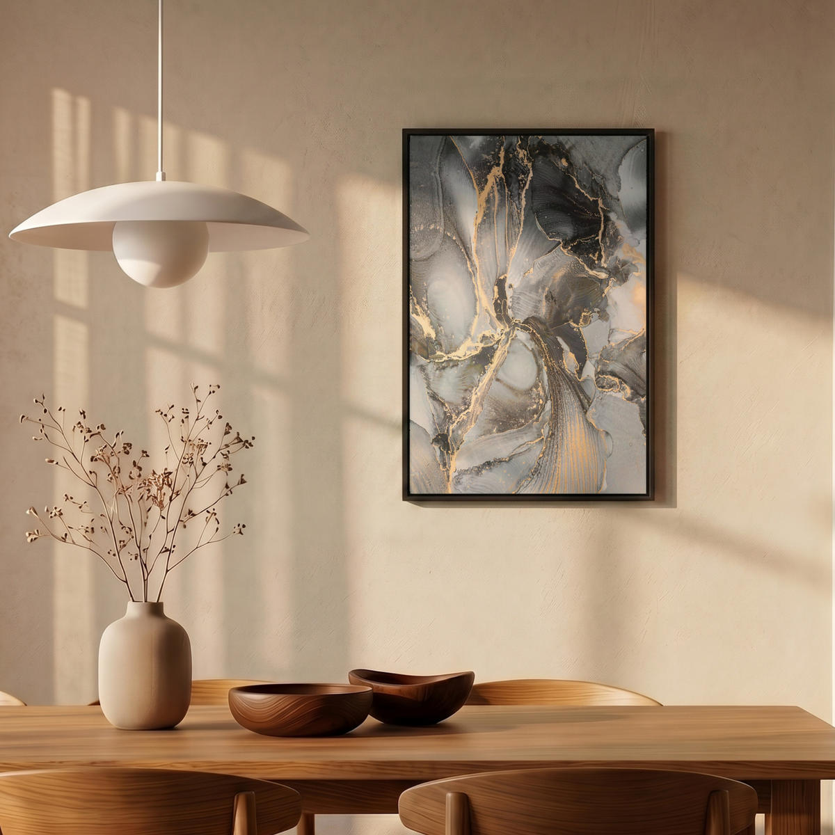 LEINWAND Bilder mit Rahmen - Grau - Luxus - Gold - Marmor - 40x60 - Dunkelgrau, Textil (40/60cm) - MuchoWow