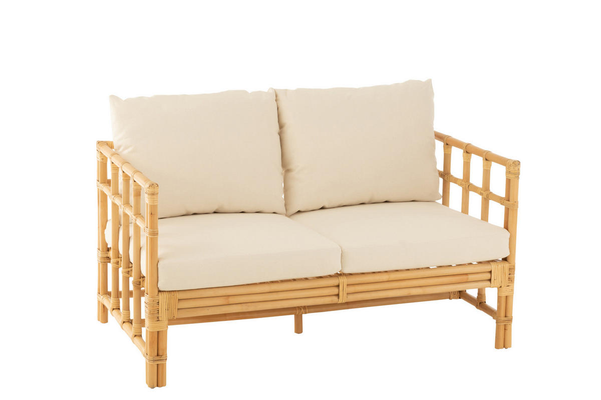 SOFA ELISE - Rottan - Natürliche - 2-Sitzer - Naturfarben, Naturmaterialien (73/64/127cm) - J-Line