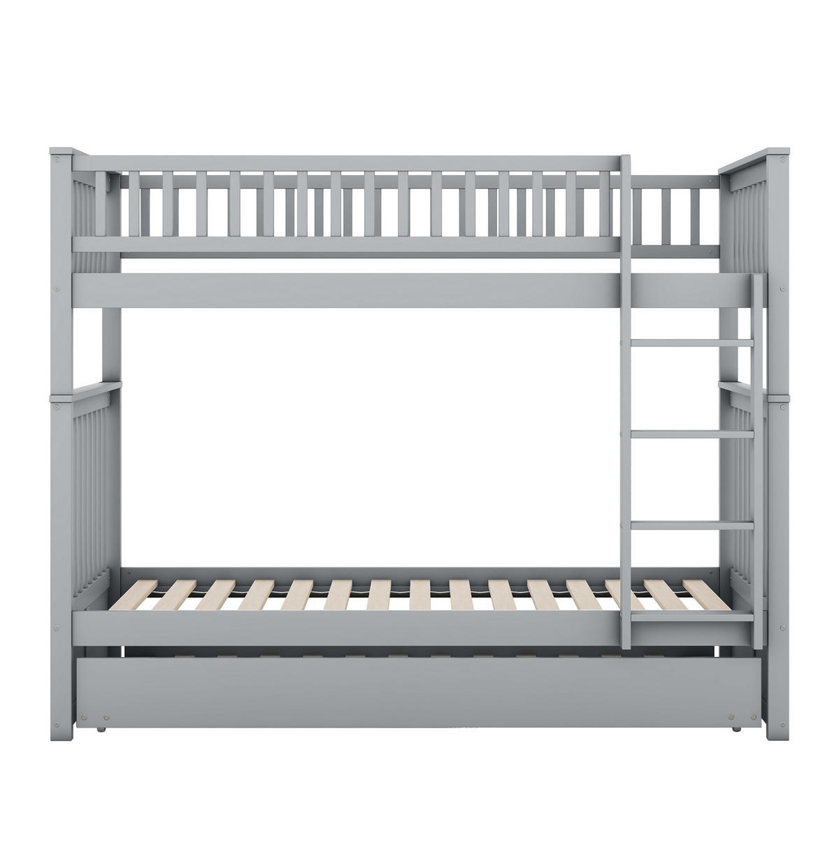ETAGENBETT 90/200 cm mit Ausziehbett, abnehmbaren Liegeflächen und Treppe, Grau - Grau, Holzwerkstoff (90/200cm) - Redom