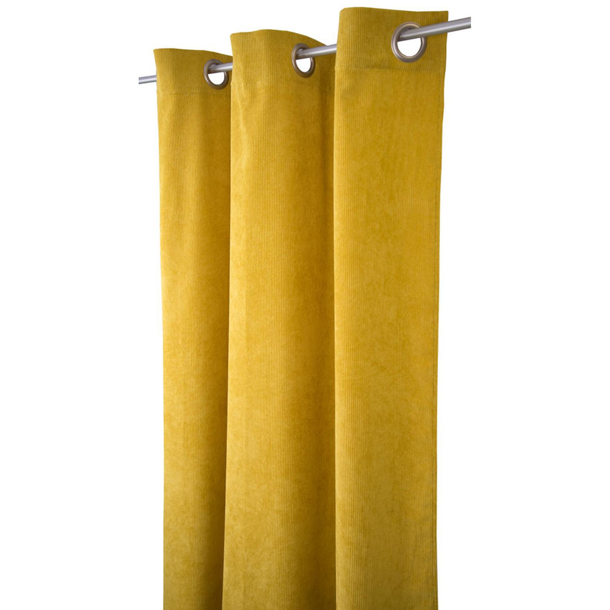 BLICKDICHTER ÖSENVORHANG CASUAL CORD - Gelb, Textil (140/0.5/245cm) - Tom Tailor