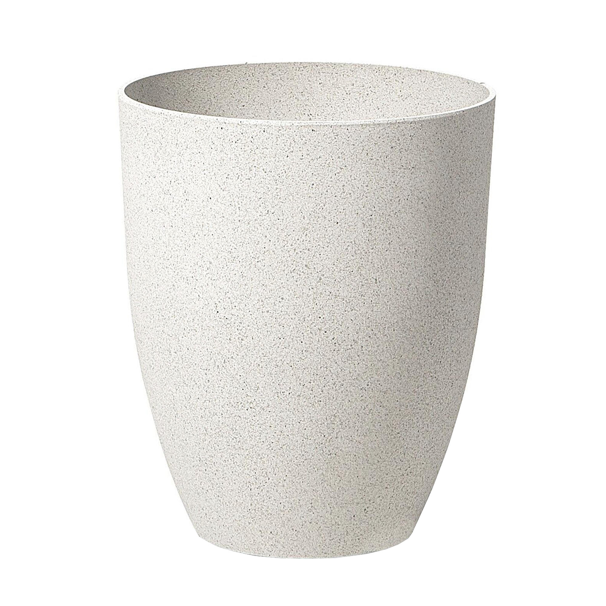BLUMENTOPF 2er-Set cremeweiß rund 35/35/42 cm Croton - Weiß, Stein (42cm) - Beliani