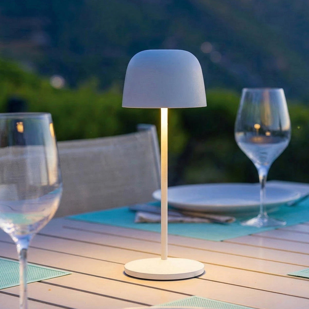 SOPHIA Kabellose Tischleuchte H28CM - Weiß, Metall (11/11/28cm) - Lumisky