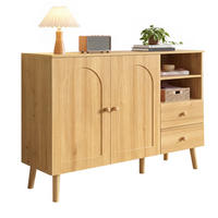 SIDEBOARD Gewölbte Türen Holzfüße 2 Schubladen 2 Fächer Modern - Naturfarben, Holzwerkstoff (118/82/35cm) - FLIEKS