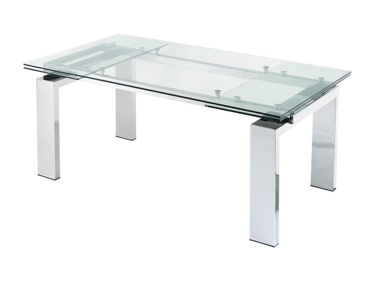 ESSTISCH ausziehbar - Glas & Metall - 8-10 Personen - LUBANA - Transparent, Glas (270/100/76cm) - Vente-Unique