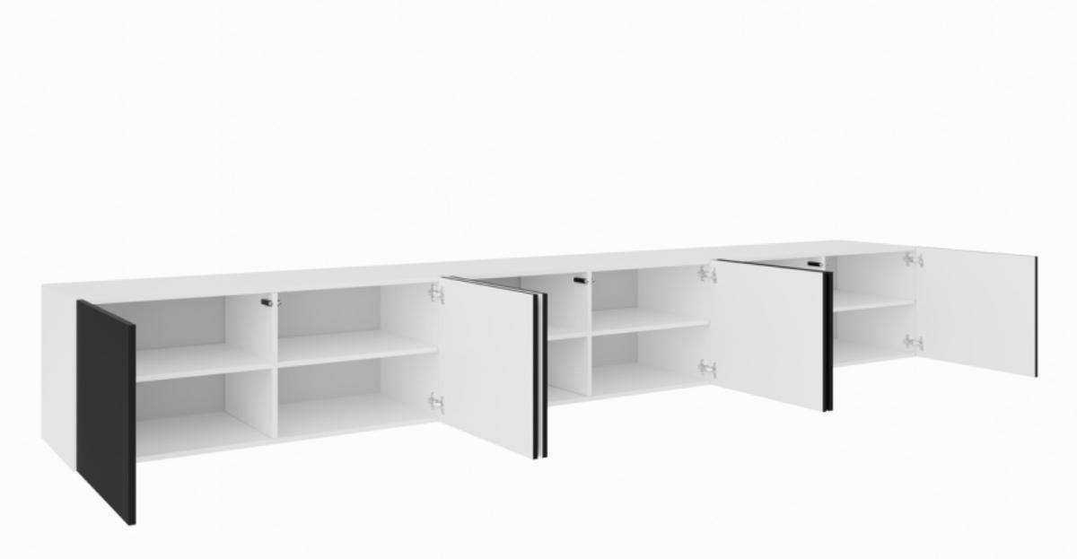 TV-SCHRANK Weiß Schwarz LION 300 Geschlossen 300x40x41 cm - Schwarz/Weiß, Holzwerkstoff (300/41/40cm) - Sepro Meble
