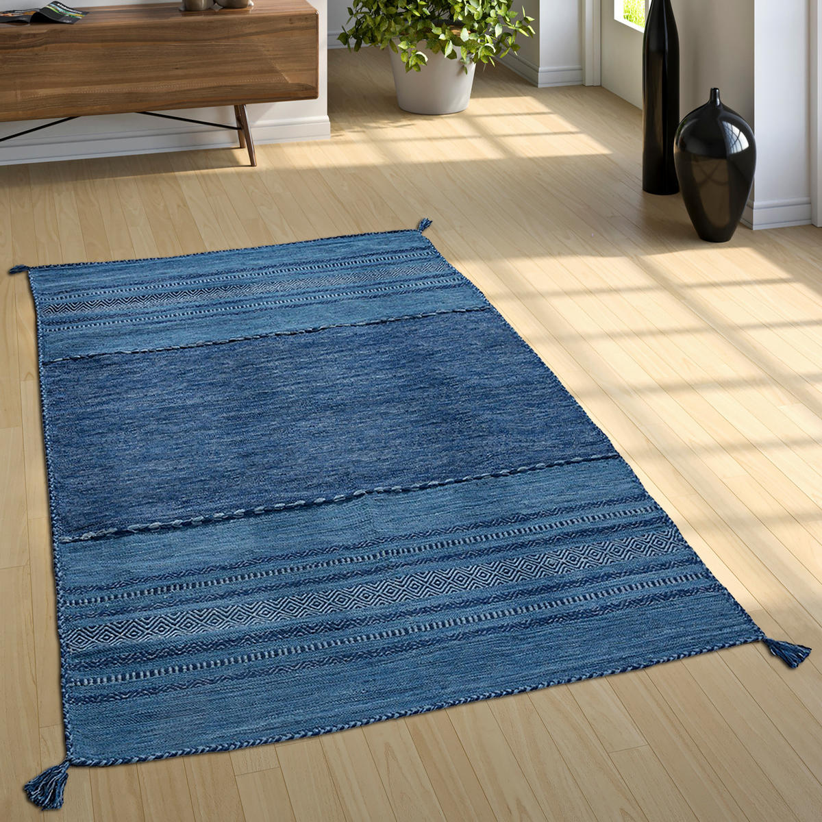 HOCHFLORTEPPICH 120/170 cm Kilim 217 - Blau, Textil (120/170cm) - Paco Home