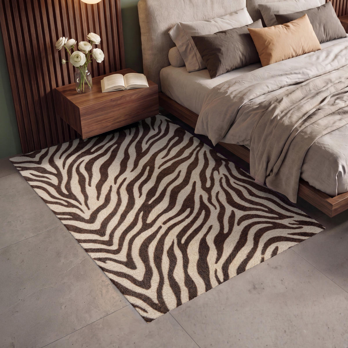 KOBERCE - Zebra - Pruhy - hnedá - 140x200 cm - čierna, textil/plast (140/0.4cm) - OnlyWow