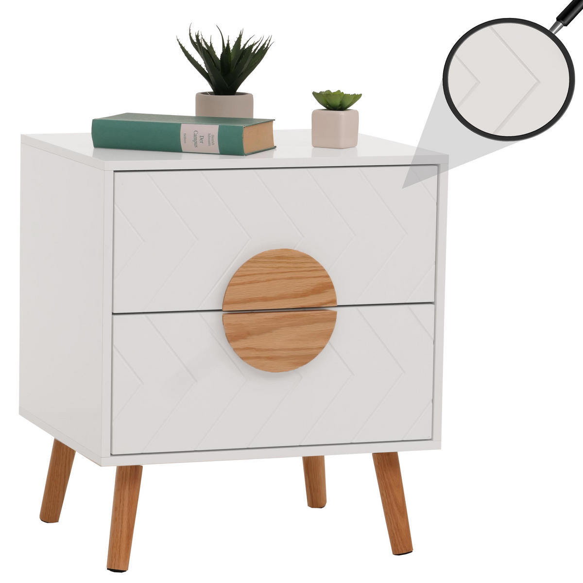 NACHTTISCH rechteckig Weiß - Weiß, Holz (48/55/40cm) - MCW