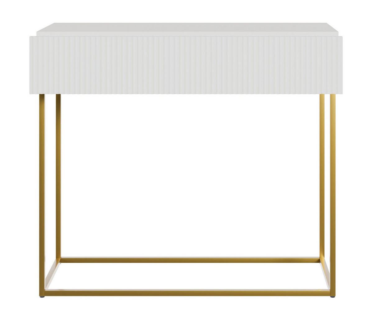 KONSOLENTISCH Veldio Weiß mit goldenen Beinen 90 cm - Goldfarben/Weiß, Holzwerkstoff/Metall (35.6/90/79cm) - Selsey