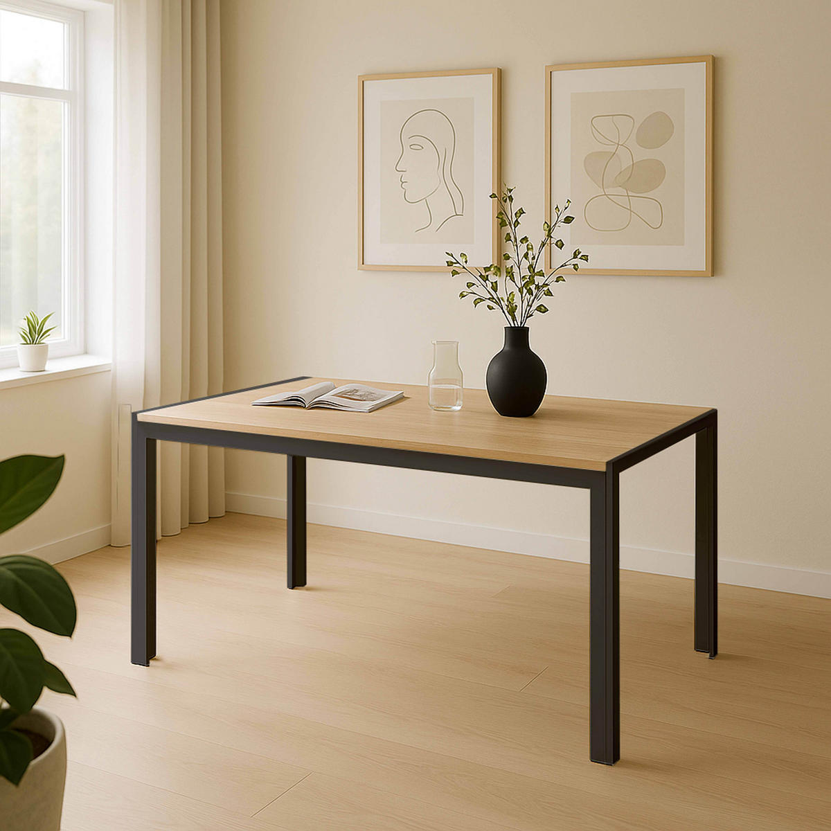 ESSTISCH, schwarz - Schwarz, Holz (140/80/76cm) - Oviala
