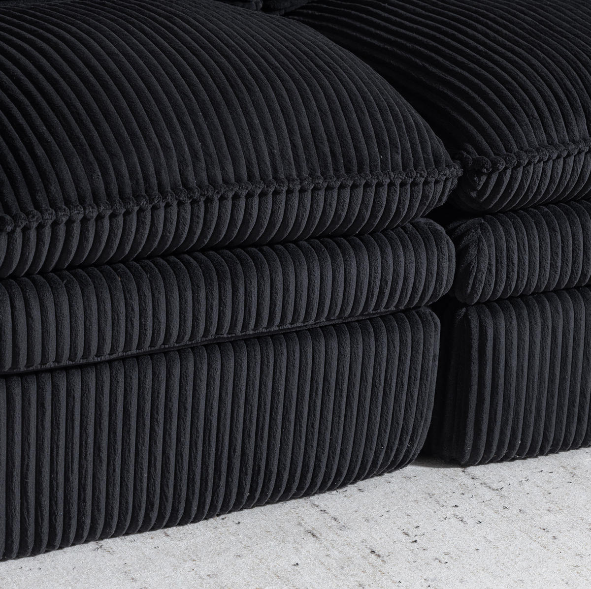 SOFA 2-Sitzer mit Seitentaschen 191 x 94 x 85 cm Cord Schwarz - Schwarz, Kunststoff (94/85/191cm) - Meubliv