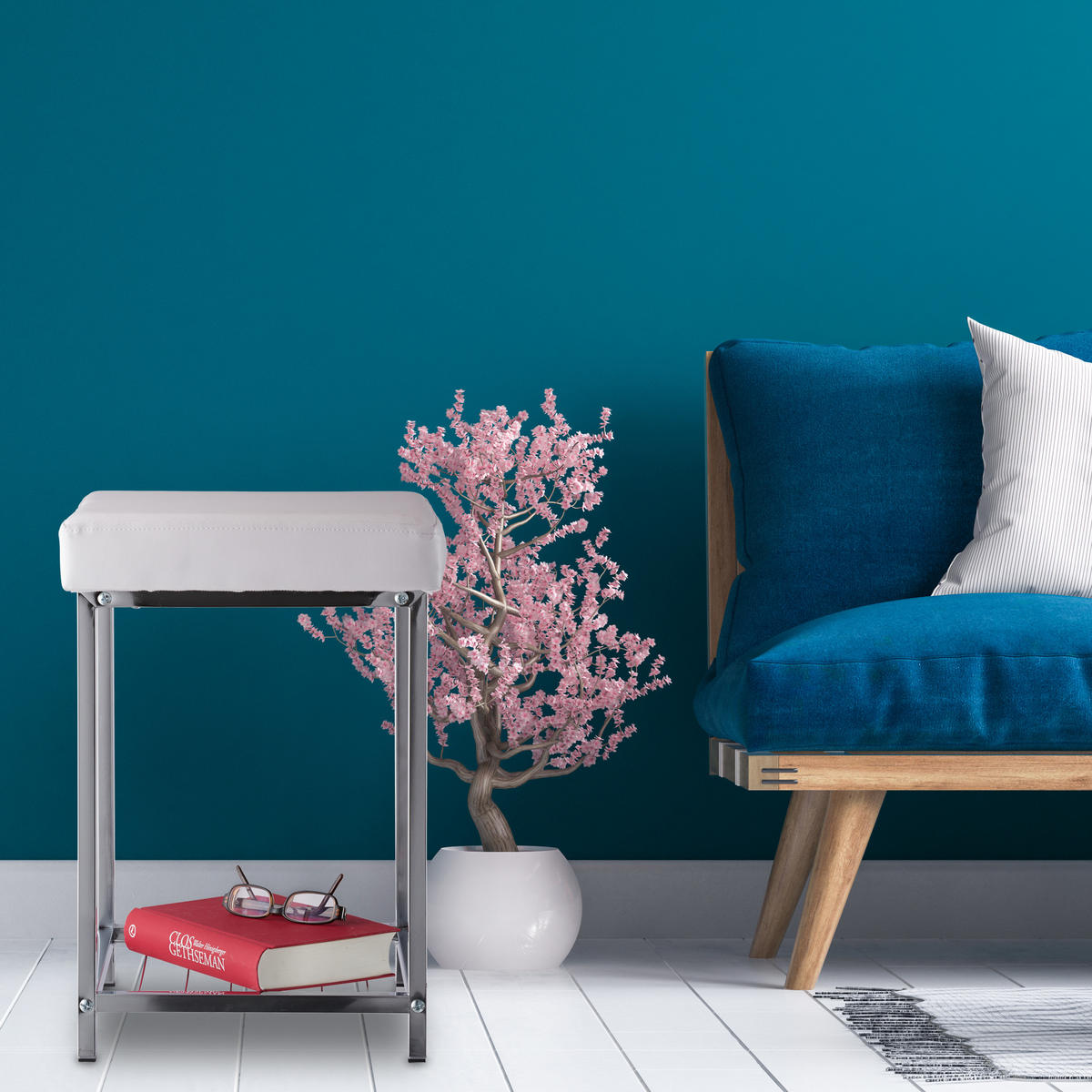 HOCKER - Multicolor, Kunststoff/Metall (33/47/33cm) - Relaxdays