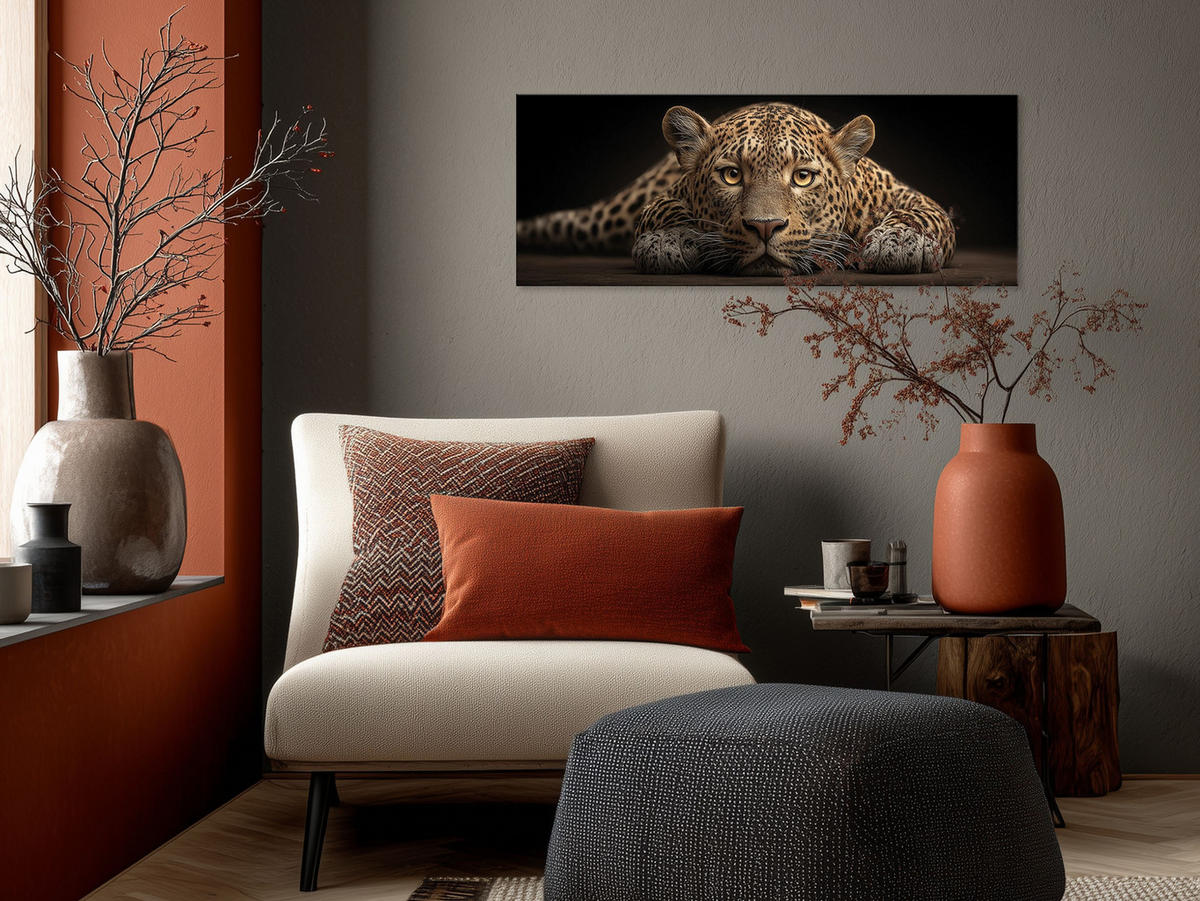 GLASBILD 80x30 cm Leopard Raubkatze - Beige, Glas (80/30cm) - artissimo