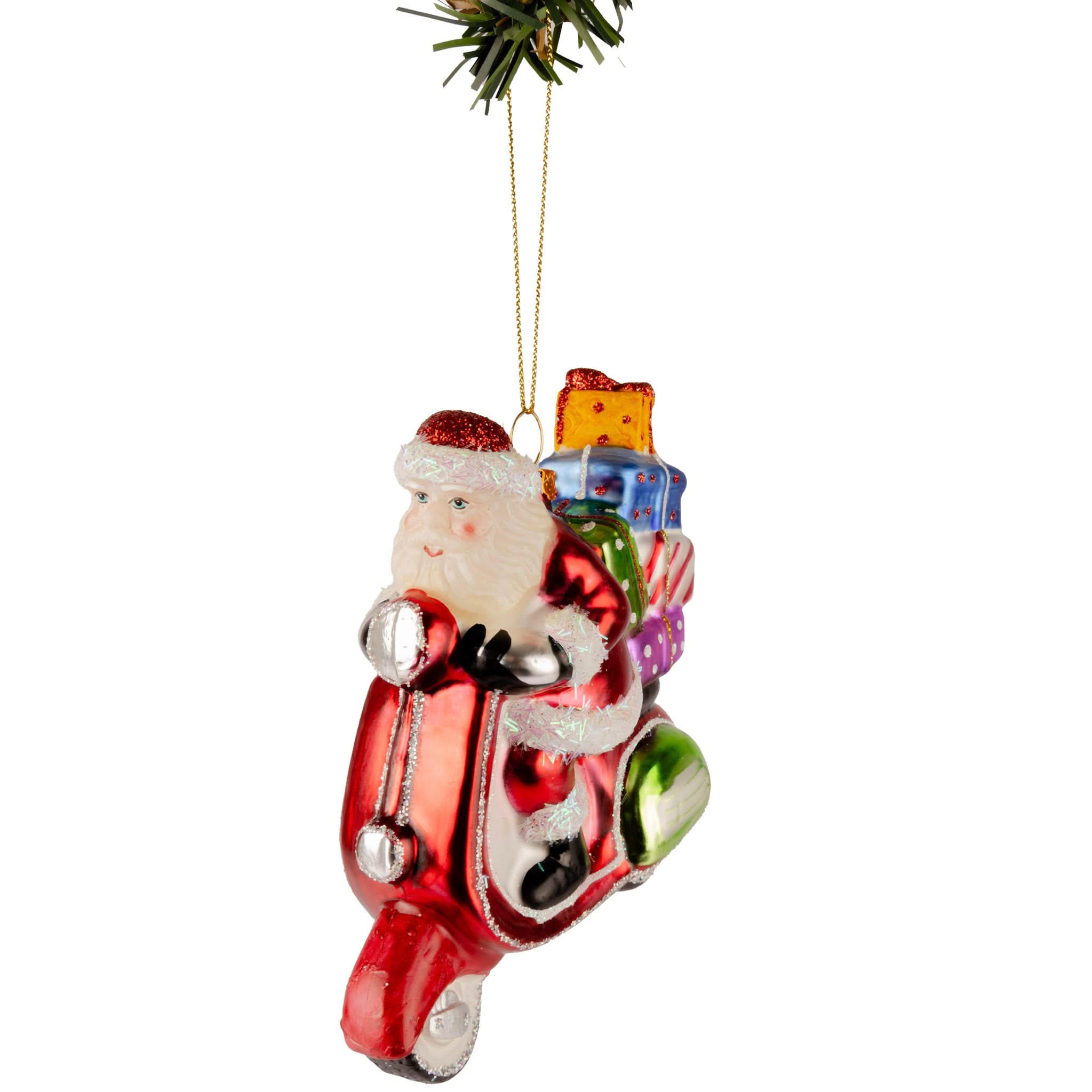 WEIHNACHTSKUGEL Weihnachtsmann auf Roller 11 cm - Multicolor, Glas (6/11/1cm)