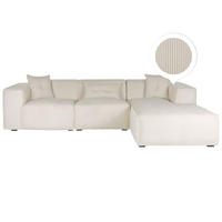 ECKSOFA Cord Cremeweiß rechtsseitig Dolva - Weiß, Textil (294/170cm) - Beliani