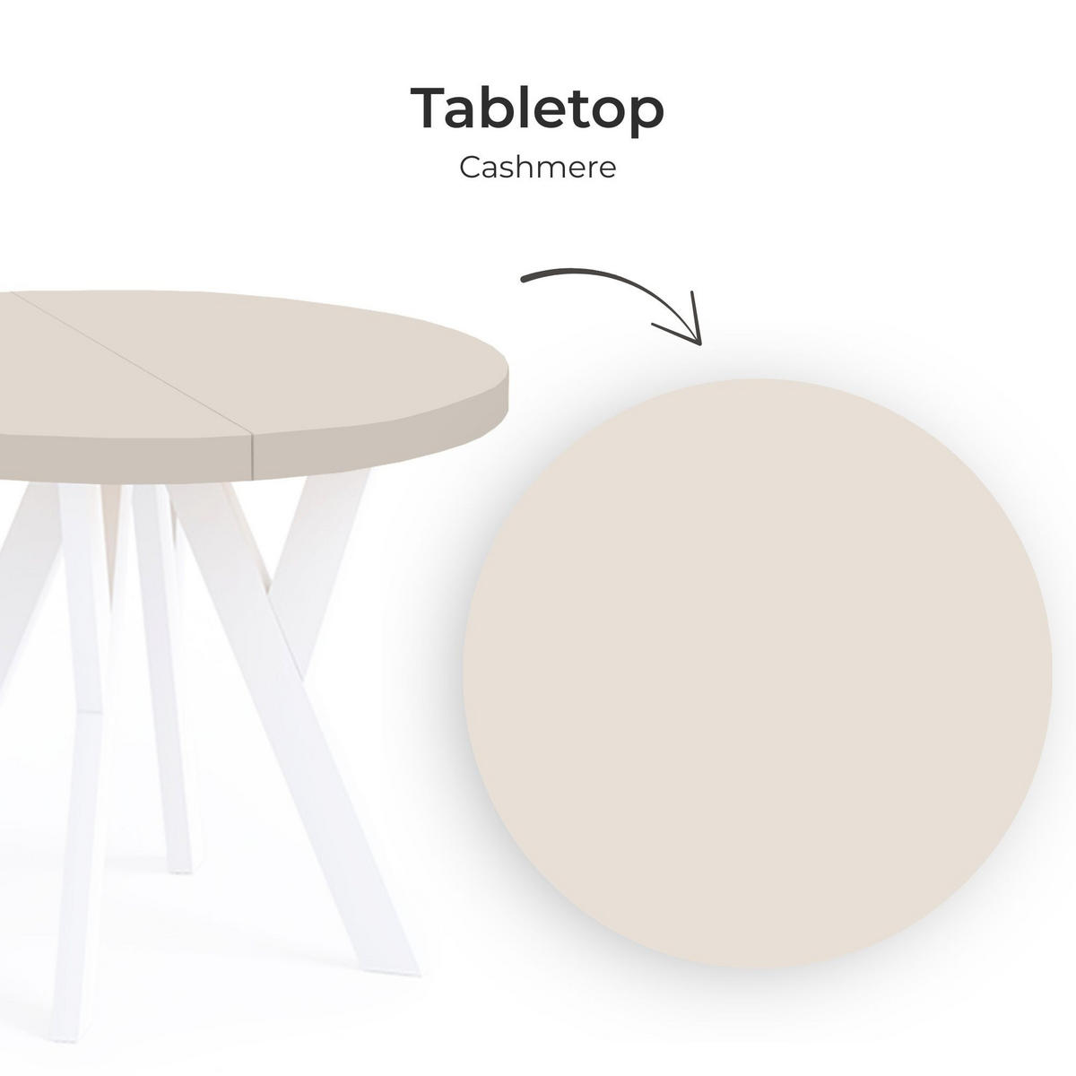 ESSTISCH Runder Ausziehbarer PERO 110/160 Kaschmir / Weiß - Kaschmir/Weiß, Holz (110/160/77cm) - Dekori_Interiors